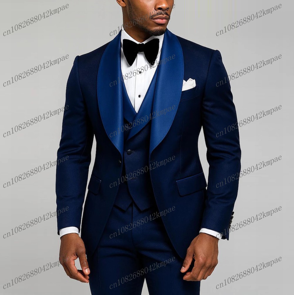 Men'S Grooming Jacket - Novo azul marinho formal terno masculino