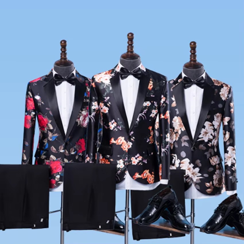 Men'S Grooming Jacket - Auriparus flaviceps floral noivo smoking 2